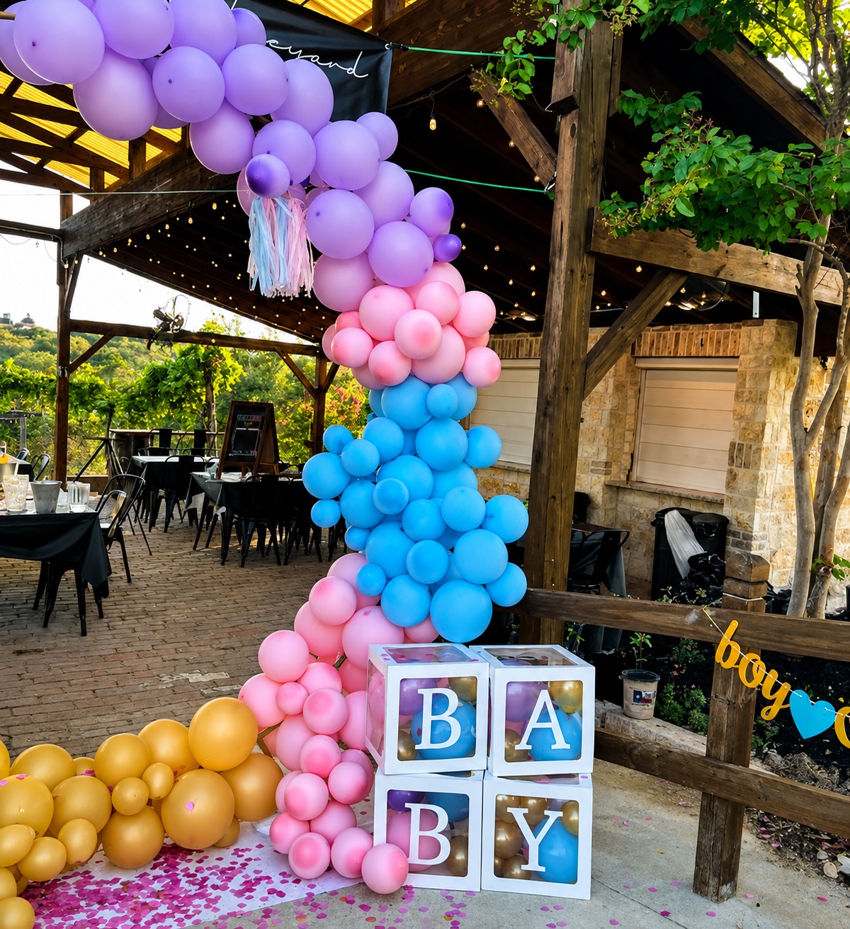 Baby shower celebration among the vines at In Contrada